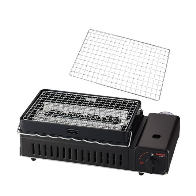 【Iwatani 岩谷】新網烤串燒磁式瓦斯烤爐2.3kw-黑色-搭贈烤網乙片(CB-ABR-2+烤網1入)