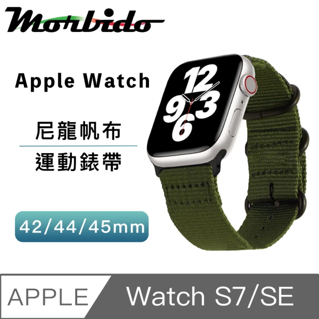 【蒙彼多】Apple Watch S7/SE 42/44/45mm運動尼龍帆布錶帶