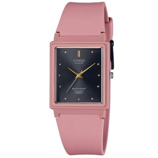 【CASIO 卡西歐】簡約百搭大地色系方型數字時刻指標休閒錶-粉紅(MQ-38UC-4A)