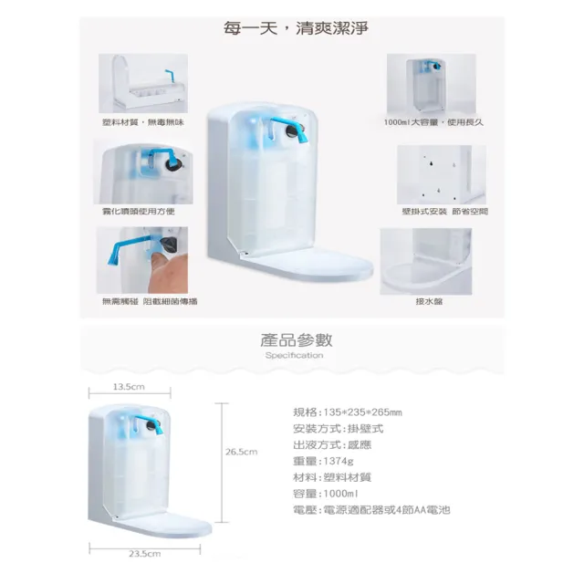 【Homewell】大容量紅外線自動感應給皂器-1000ml