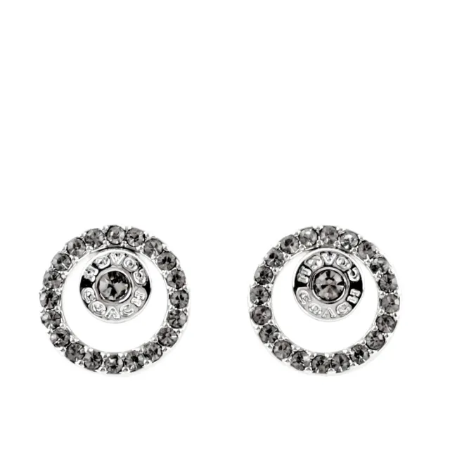 【COACH】鏤空圓圈玻璃鑽鑲嵌針式耳環(銀色)