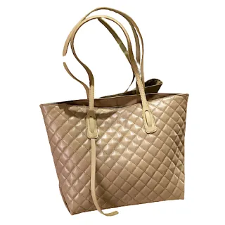 【89 zone】母親節禮物 法式復古菱格繡線 單肩包 斜挎包 手提包 托特包(卡其色)