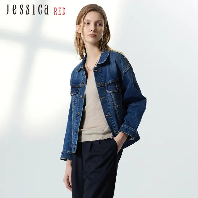 【Jessica Red】經典百搭寬鬆口袋牛仔外套824202