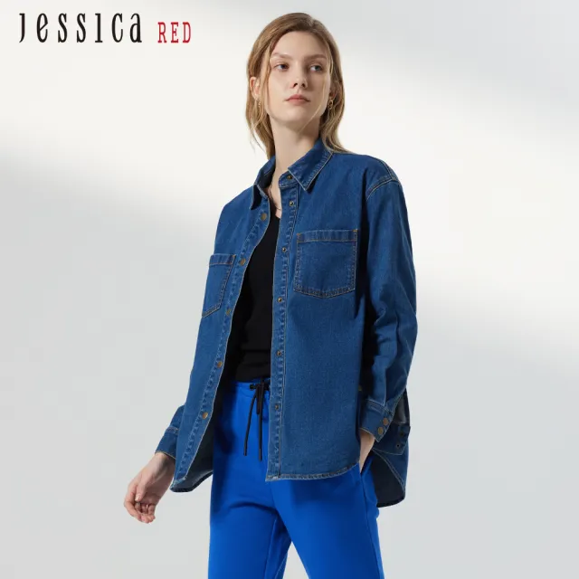【Jessica Red】休閒百搭舒適柔軟牛仔襯衫824231