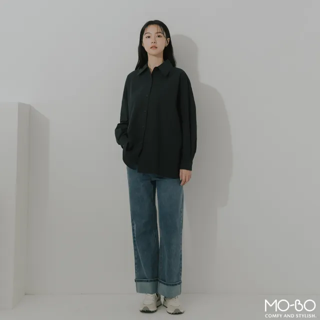 【MO-BO】純淨棉質側口袋大襯衫(上衣)