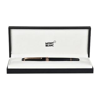 【MONTBLANC 萬寶龍】萬寶龍MONT BLANC大班系列鑲嵌六角星LOGO樹脂筆管搭配鍍玫瑰金筆夾鋼珠筆(黑x玫瑰金)