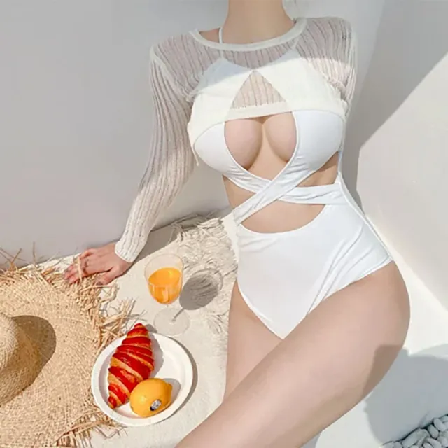 【SeasonsBikini】性感交叉連身泳衣-白色 -680(連身泳衣)