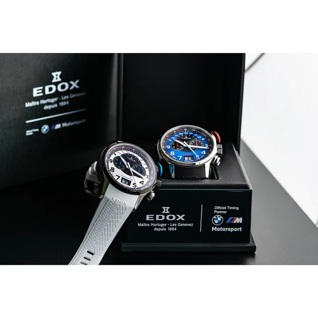 【EDOX 伊度】限量賽車錶 BMW M MOTOSPORT  賽車計時石英錶/48mm 雙11 優惠(E38001.TINR.BUDN)