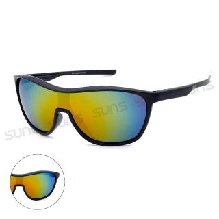 【SUNS】休閒大框流線型太陽眼鏡 桔水銀 防爆頂規墨鏡 S217 抗UV400(採用PC防爆鏡片/抗UV400/檢驗合格)