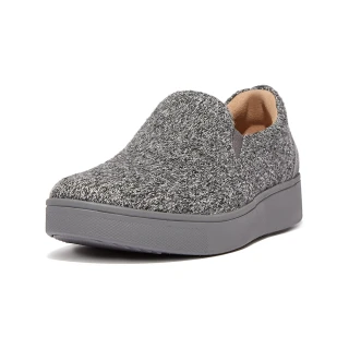 【FitFlop】RALLY MERINO WOOL SLIP-ON SKATE SNEAKERS易穿脫時尚羊毛休閒鞋-女(灰色)