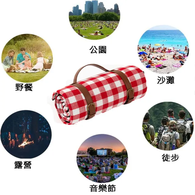 【寶盒百貨】200×300cm加厚 皮革綁帶野餐墊 底部防水(戶外郊遊露營防潮墊野餐布)