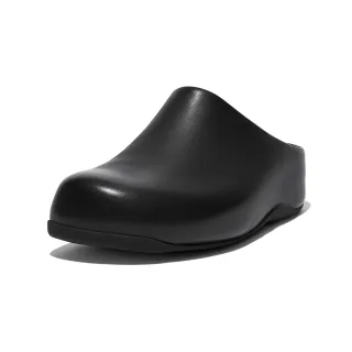 【FitFlop】SHUV LEATHER經典舒適木屐鞋-女(黑色)