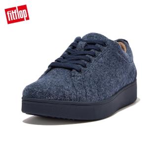 【FitFlop】RALLY MERINO WOOL SNEAKERS運動風繫帶羊毛休閒鞋-女(午夜藍)