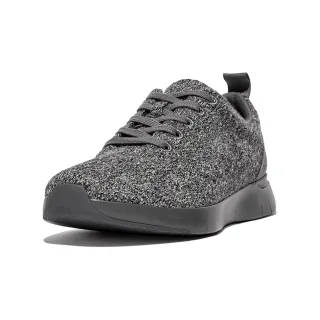 【FitFlop】FLEXKNIT MERINO WOOL SNEAKERS運動風繫帶羊毛休閒鞋-男(灰色)