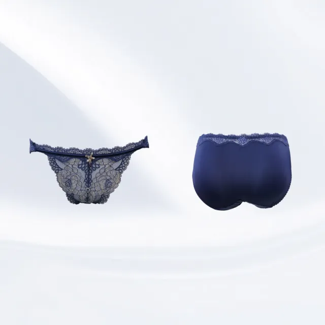 【Swear 思薇爾】香頌幻曲系列M-XL蕾絲低腰三角女內褲(柏林藍)