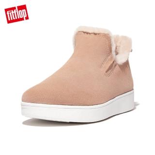 【FitFlop】RALLY SHEARLING-LINED SUEDE SLIP-ON SNEAKERS易穿脫時尚麂皮內鋪毛休閒鞋-女(米色)