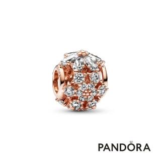 【Pandora官方直營】璀璨浮游花圓形串飾：鍍14K玫瑰金-絕版品