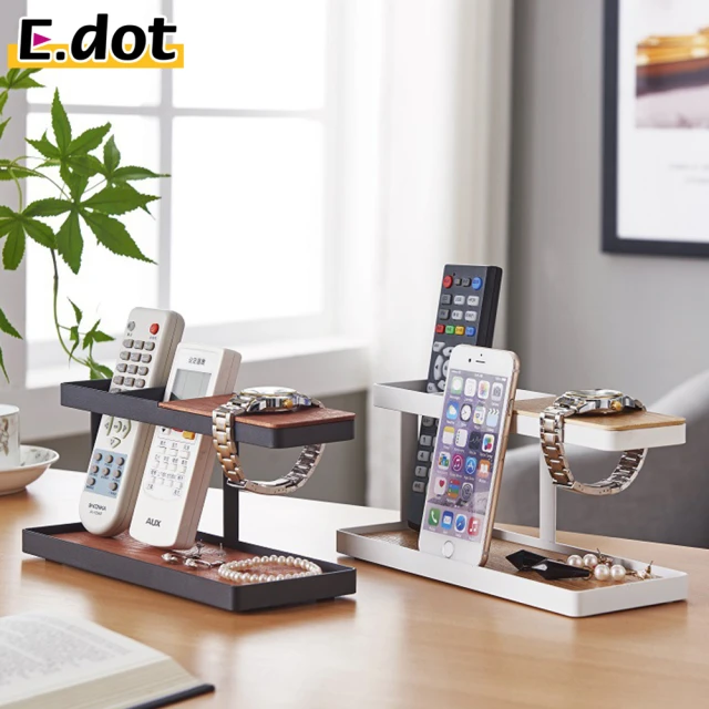【E.dot】日式鐵藝木質時尚桌面文具飾品收納架/置物架