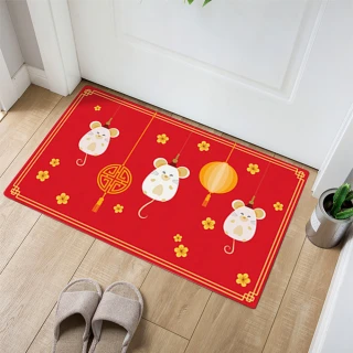 【半島良品】鼠年吉祥/皮革地墊防油防水防滑_45x75cm(減壓墊 舒壓墊 坐墊 踏墊 野餐墊)