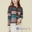 【betty’s 貝蒂思】圖騰花紋針織毛衣罩衫(咖啡色)