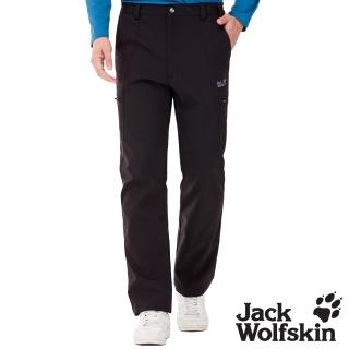【Jack wolfskin 飛狼】男 防風防潑水保暖長褲 Softshell 軟殼褲(黑色)