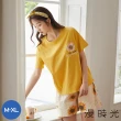 【漫時光】女生純棉短袖短褲春夏家居服睡衣套裝有口袋 黃色向日葵 M-XL 81274(居家服/微落肩)