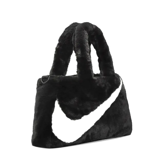 【NIKE 耐吉】托特包 NSW Faux Fur 手提 肩背 斜背 黑 白 毛毛包 毛絨絨(DQ5804-010)