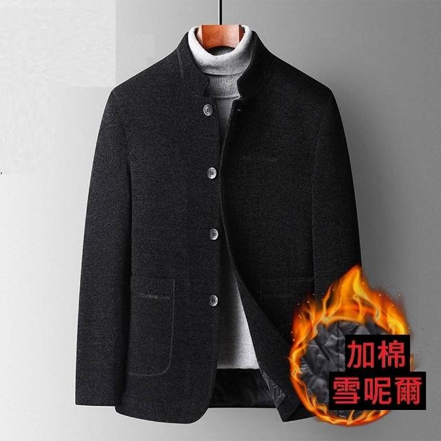 【米蘭精品】現貨+預購 防寒外套休閒夾克(加棉雪尼爾短款立領男外套2色74de3)