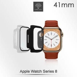 【Metal-Slim】Apple Watch Series 8 41mm 鋼化玻璃+PC 雙料全包覆防摔保護殼