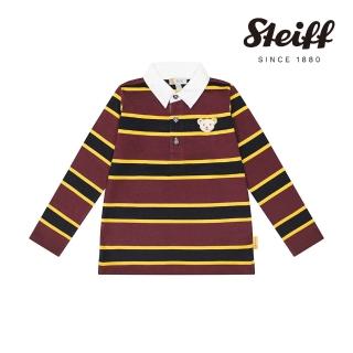 【STEIFF】熊頭童裝 長袖條紋Polo衫(長袖上衣)