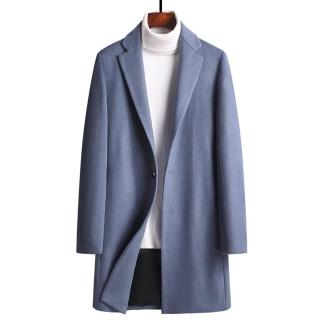 【米蘭精品】現貨+預購 毛呢外套羊毛大衣(保暖簡約中長款百搭翻領男外套3色74de6)