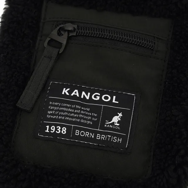 【KANGOL】雙11 側背包 絨毛 小側包 黑(6255170220)