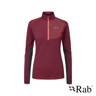 【RAB】Syncrino Light Pull-On Wmns 輕量羊毛混紡長袖拉鍊保暖排汗衣 女款 深石楠 #QFF20