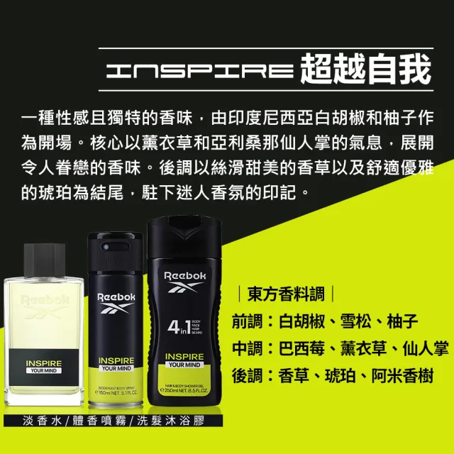 【REEBOK】超越自我男性4合1全能洗髮沐浴膠 250ml(專櫃公司貨)