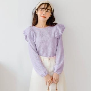 【OB 嚴選】甜美荷葉緹花造型長袖上衣親子裝 《AB17499》