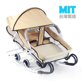 【YBL】臺灣製造MIT 強化雙管加寬型彈搖床-咖啡色(附蚊帳)