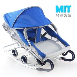 【YBL】臺灣製造MIT 強化雙管加寬型彈搖床-寶藍色(附蚊帳)