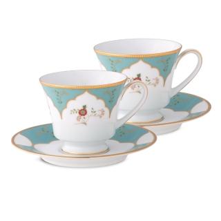 【NORITAKE】晨曦翠鳥金邊-咖啡對杯(精緻禮盒)