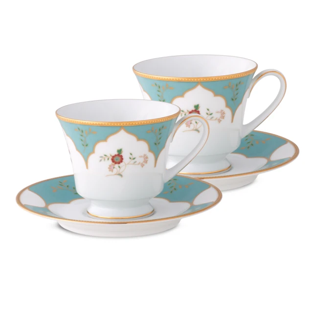 【NORITAKE】晨曦翠鳥金邊咖啡對杯(禮盒組)