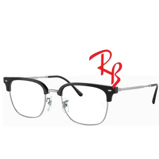【RayBan 雷朋】木村拓哉代言 方框眉架光學眼鏡 精緻金屬鏡臂 RB7216 2000 黑色眉框 公司貨