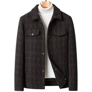 【米蘭精品】現貨+預購 毛呢外套羊毛夾克(保暖翻領印花休閒防寒男外套3色74de25)