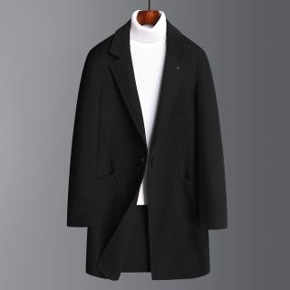 【米蘭精品】現貨+預購 毛呢外套羊毛大衣(經典雙面呢中長版保暖男外套74de30)