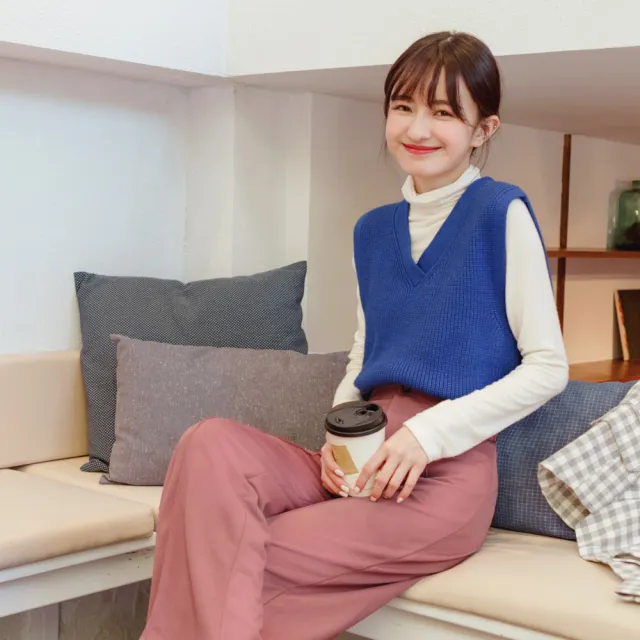【OB 嚴選】V領粗針織包芯紗毛衣背心 《FA2505》