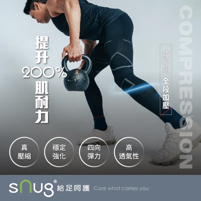 【sNug 給足呵護】醫學大聯盟推荐 壓縮褲-男款(防鐵腿/GMP真壓縮/減緩肌肉疲勞/馬拉松/登山褲)