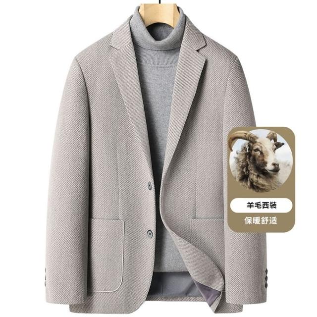 【米蘭精品】現貨+預購 毛呢外套羊毛西裝(保暖簡約修身純色春秋男外套2色74de14)