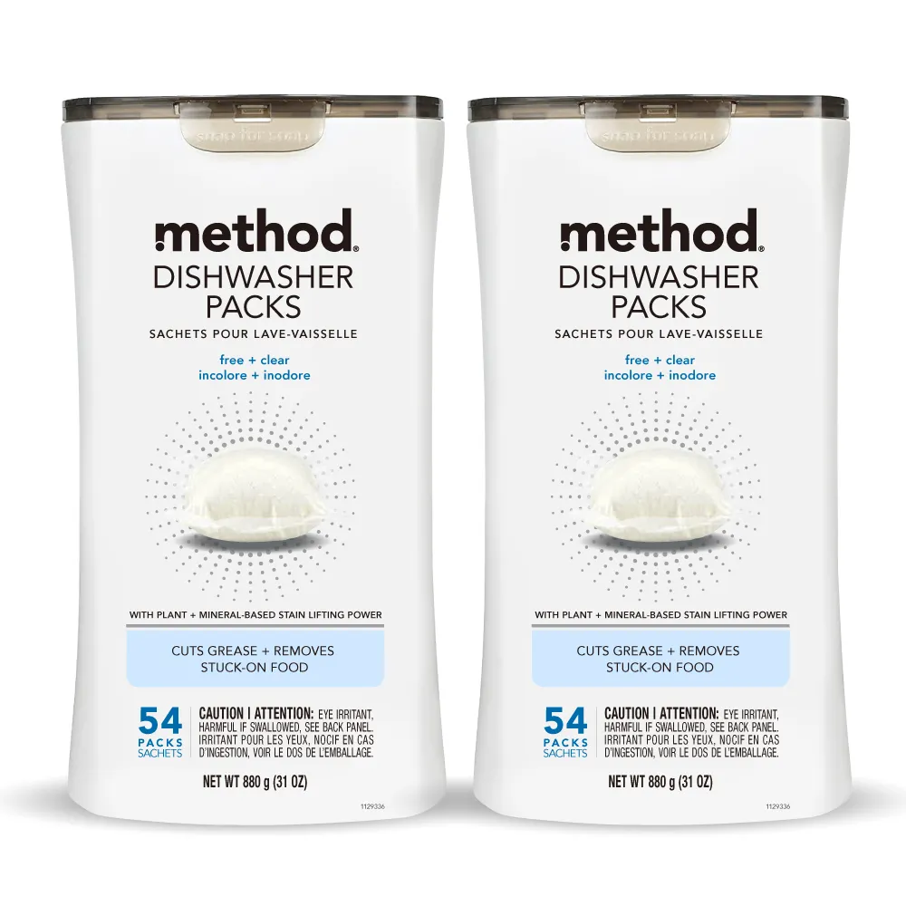 【method 美則】潔淨三效聰明洗碗球54顆入x2盒共108入(無香料 萊姆薄荷 洗碗機用 洗碗錠)