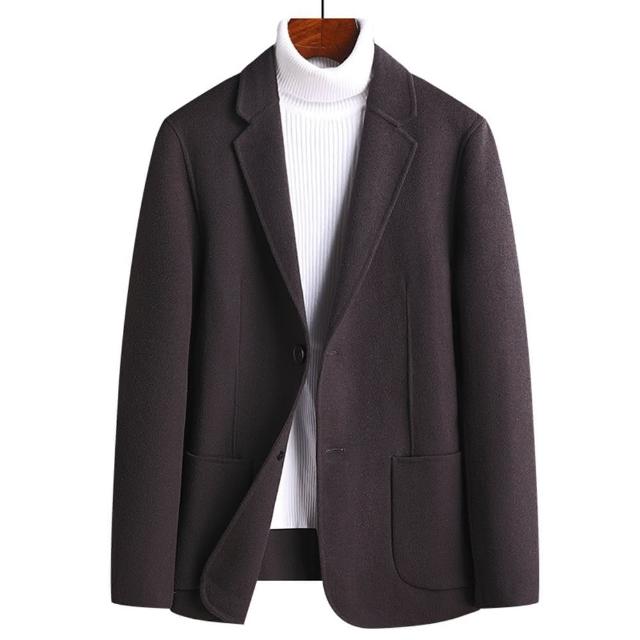 【米蘭精品】現貨+預購 毛呢外套羊毛西裝(雙面呢休閒西服保暖男外套4色74de42)