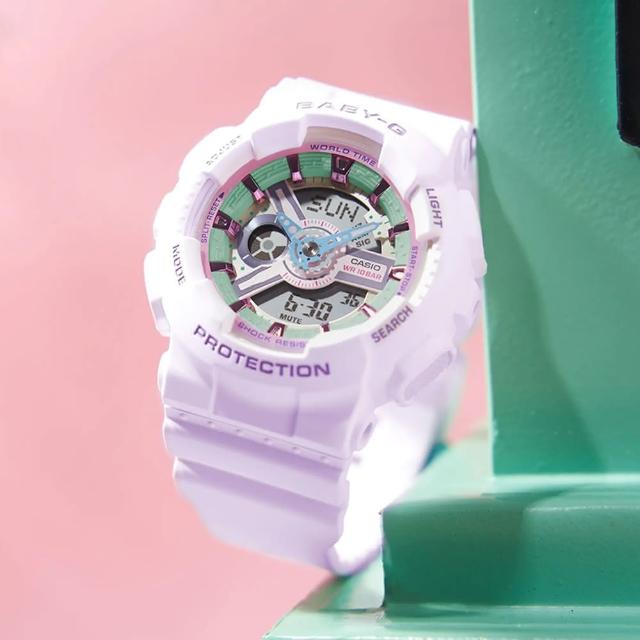 【CASIO 卡西歐】BABY-G 可愛粉彩潮流雙顯手錶(BA-110XPM-6A)