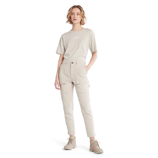 【Timberland】女款島嶼化石灰有機棉Progressive Utility休閒褲(A5WYSCY2)