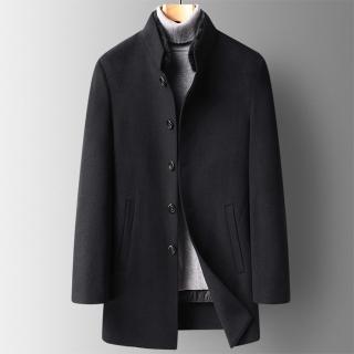 【米蘭精品】現貨+預購 毛呢外套羊毛大衣(保暖真90%白鴨絨羽絨內膽水貂毛領男外套74de64)